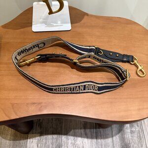 Dior Canvas Embroidered Shoulder Strap Black Blue Length-adjustable